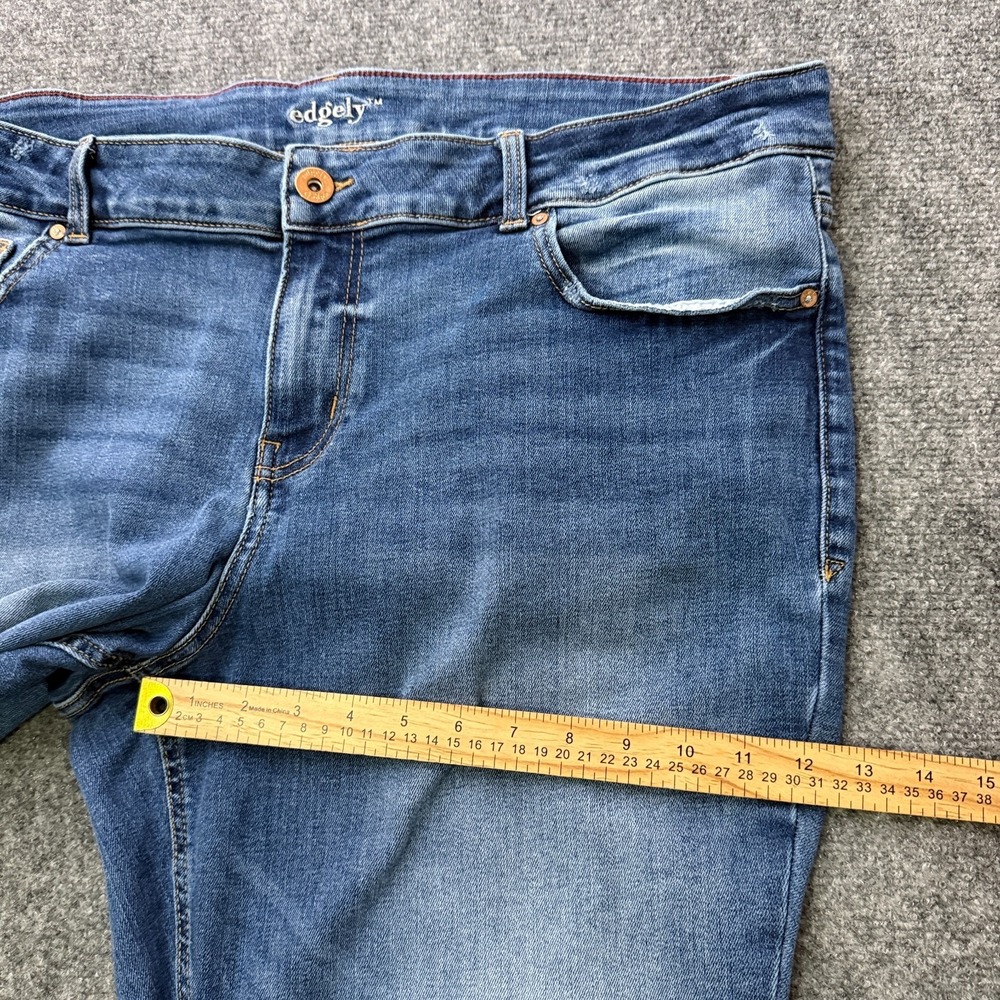 Edgely Womens 22W Short Mid Rise Slim Boot Jeans Raw Hem Stretch Plus Size - Picture 12 of 14